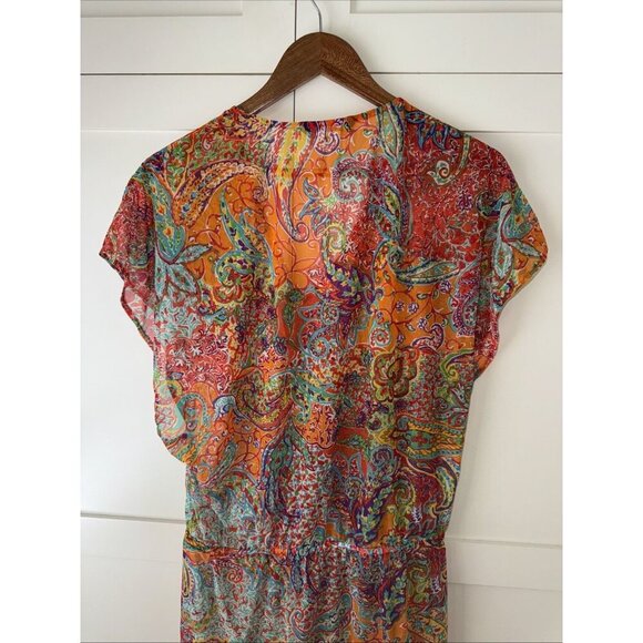 RALPH LAUREN 🌸 SHEER BOLD PRINT / BLOUSE / COVER UP - Picture 12 of 16